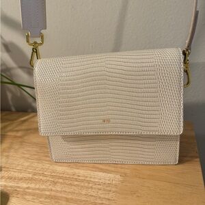 JW Pei Mini Flap Crossbody Ivory Lizard